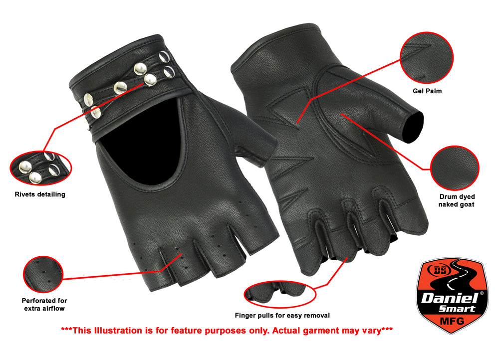 Women's Fingerless Glove with Rivets Detailing
