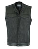 DM901 Men's Leather/Denim Combo Vest Without Collar