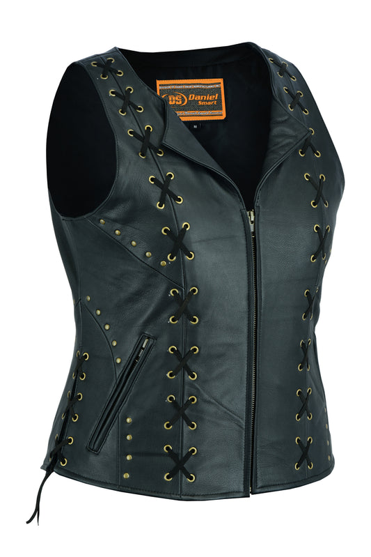 Women's Zippered Vest with Lacing Details