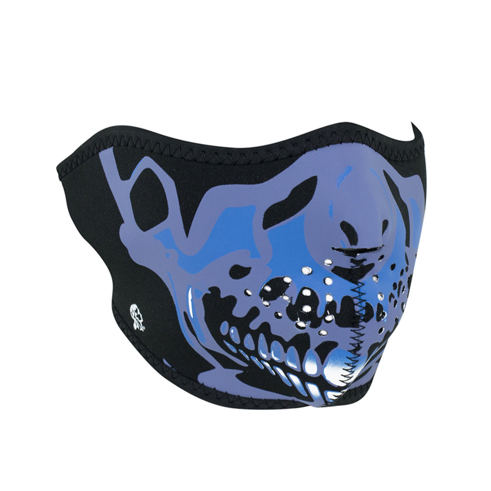 WNFM024H ZAN® Half Mask- Neoprene- Blue Chrome Skull