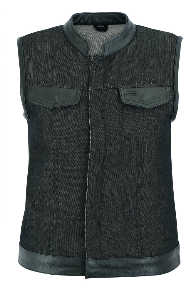 Unik International Mens Denim / Leather Club Vest – Flyclothing LLC