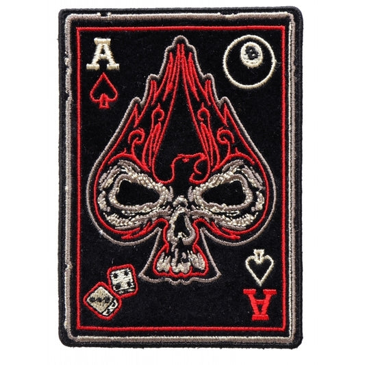 P4259 Ace Of Spades Skull Small Biker Patch