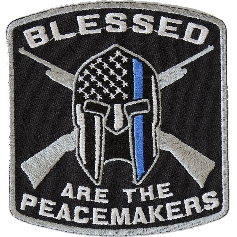P4622 Blessed Are The Peacemakers Thin Blue Line Patch For Law Enforc