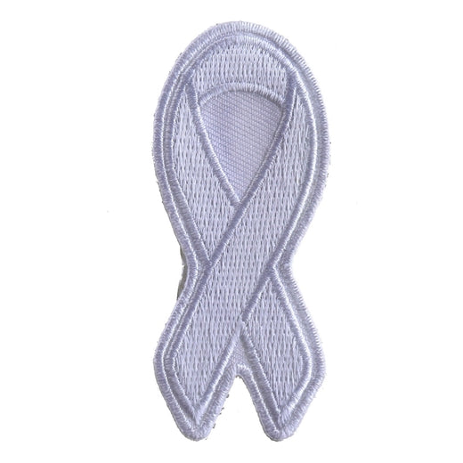 P3778 White Lung Cancer Awareness Ribbon Patch