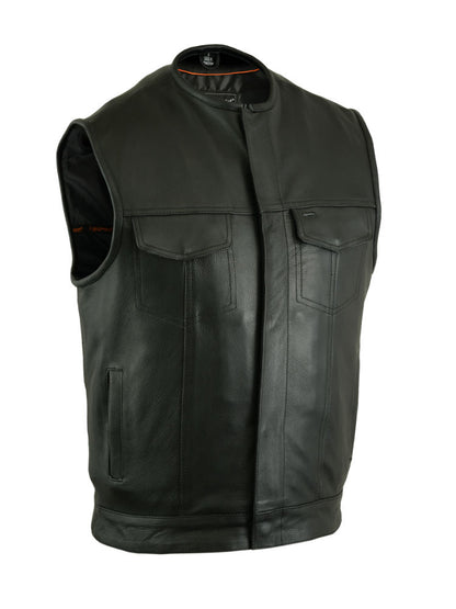 Concealed Snap Closure, Milled Cowhide, Without Collar & Hidden Zipper
