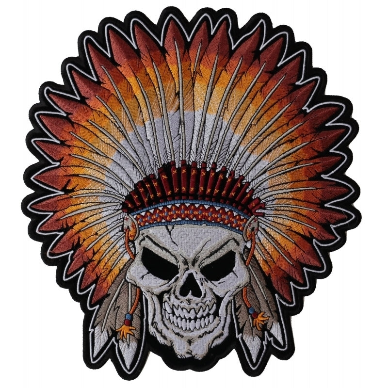 PL4666 Indian Headdress Skull Embroidered Iron on Patch