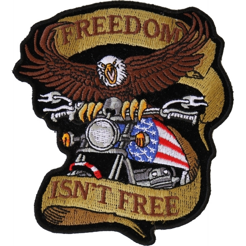 P4967 Patriotic Eagle Biker Small Iron on Patch Freedom Isn't Free
