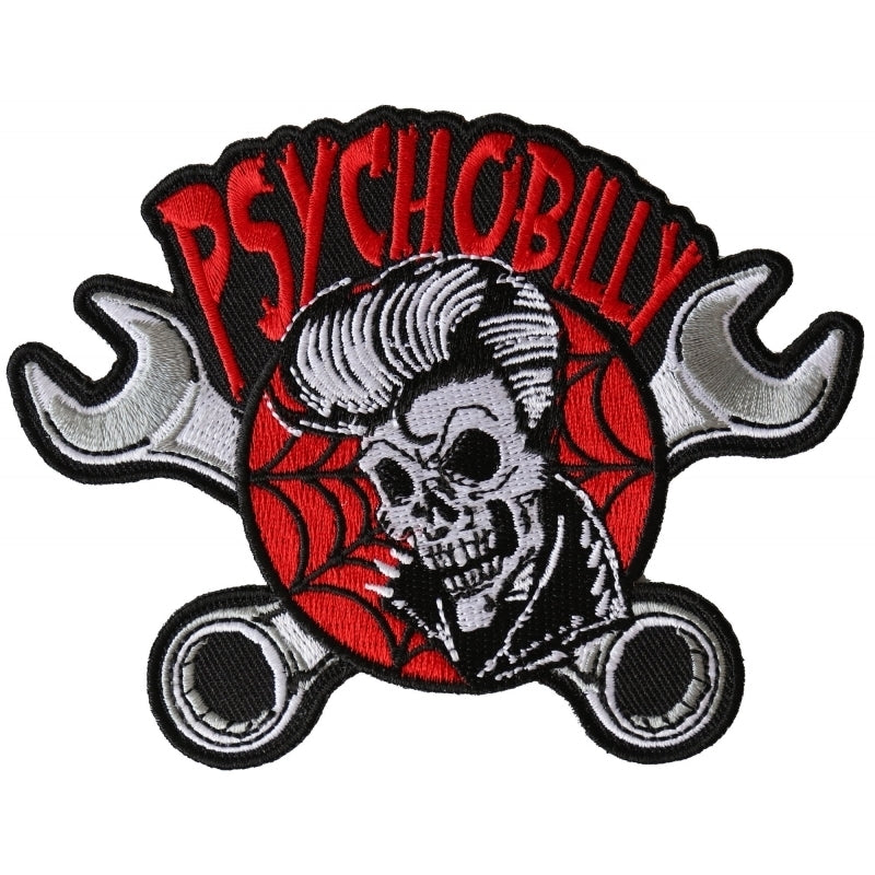 P6369 Psychobilly Skull and Wrenches Patch