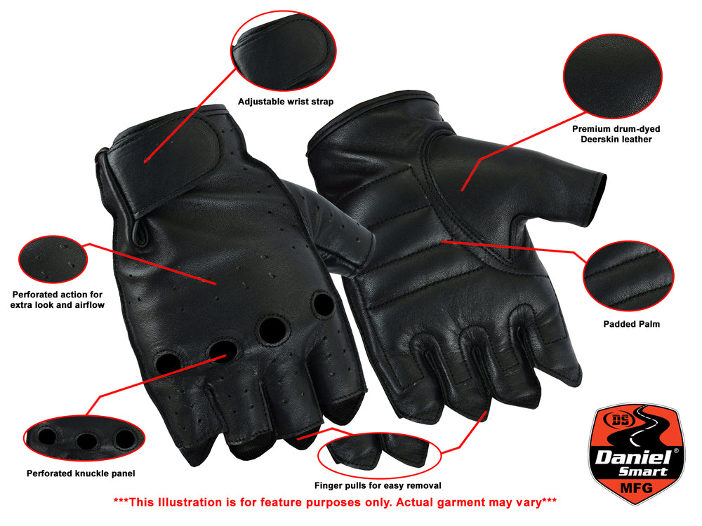 Men's Advance Deer Skin Fingerless Gloves M