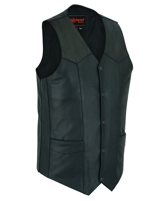 DS162TALL Men's Tall Classic Biker Leather Vest
