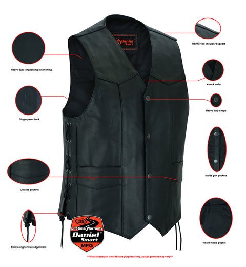 DS111 Traditional Single Back Panel Concealed Carry Vest