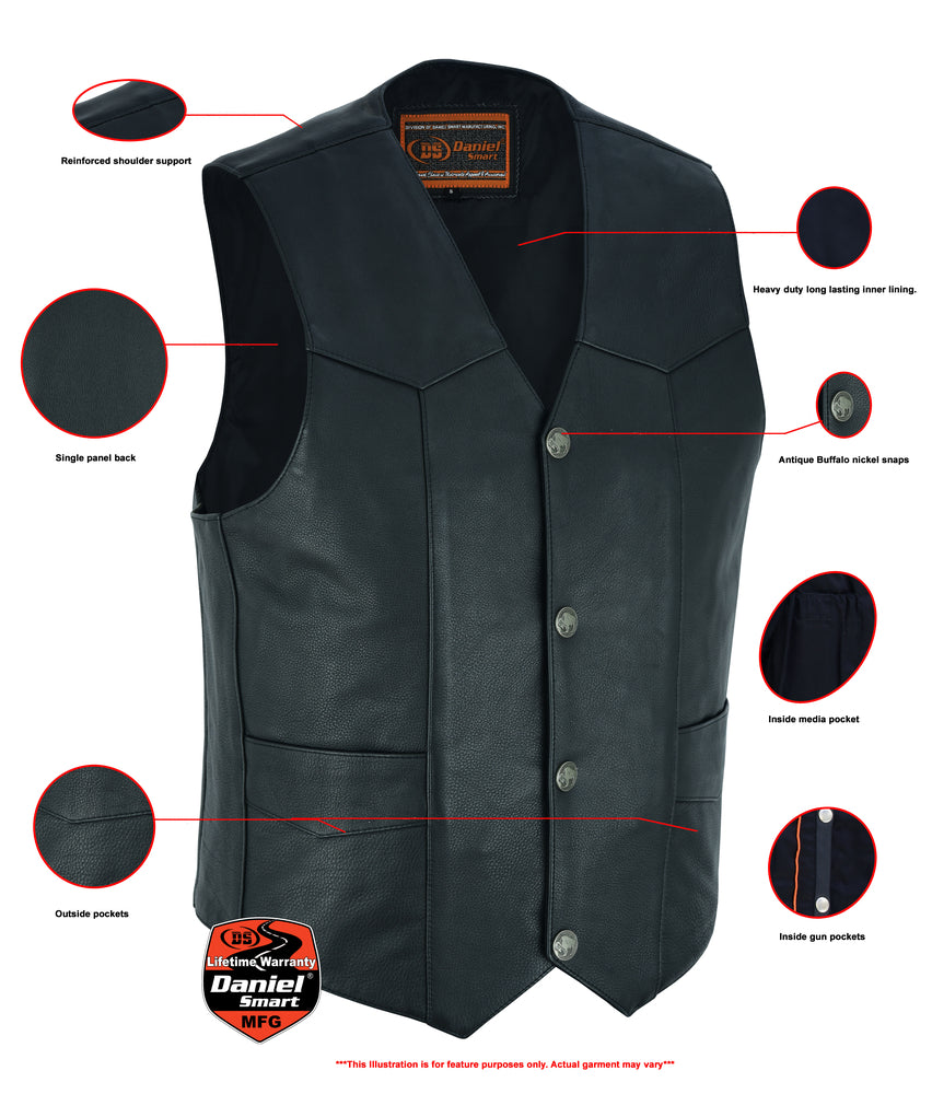 Men's Single Back Panel Concealed Carry Vest