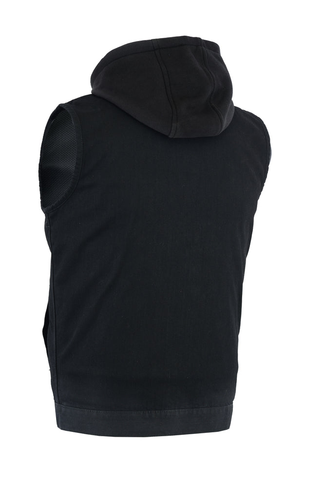 Men's Black Denim Single Back Panel Concealment Vest w/Rem