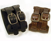 PV3209BLK Black Buckle Leather Cuff Bracelet with Belt Buckle Adj