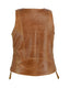 DS236 Women's Brown Zippered Vest with Lacing Details