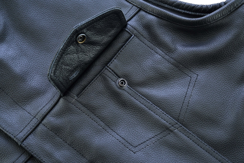 Concealed Snap Closure, Without Collar & Hidden Zipper