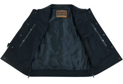 Upgraded Black Leather Motorcycle Vest