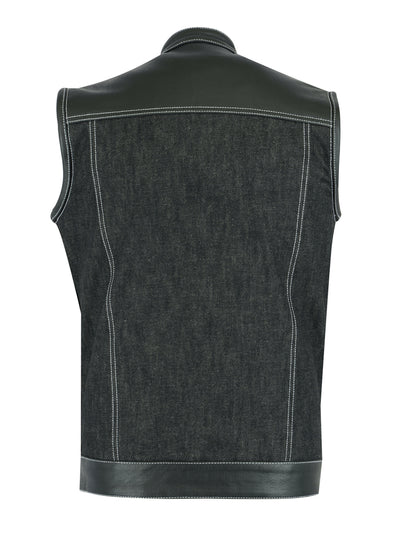 DM900 Men's Leather/Denim Combo Vest