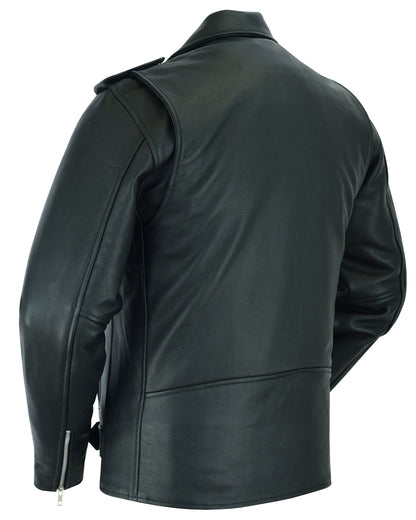 Men's Classic Plain Side Police Style M/C Jacket - TALL