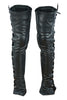 DS422 Women's Black Thigh High Leather Side Lace Leggings