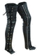DS422 Women's Black Thigh High Leather Side Lace Leggings